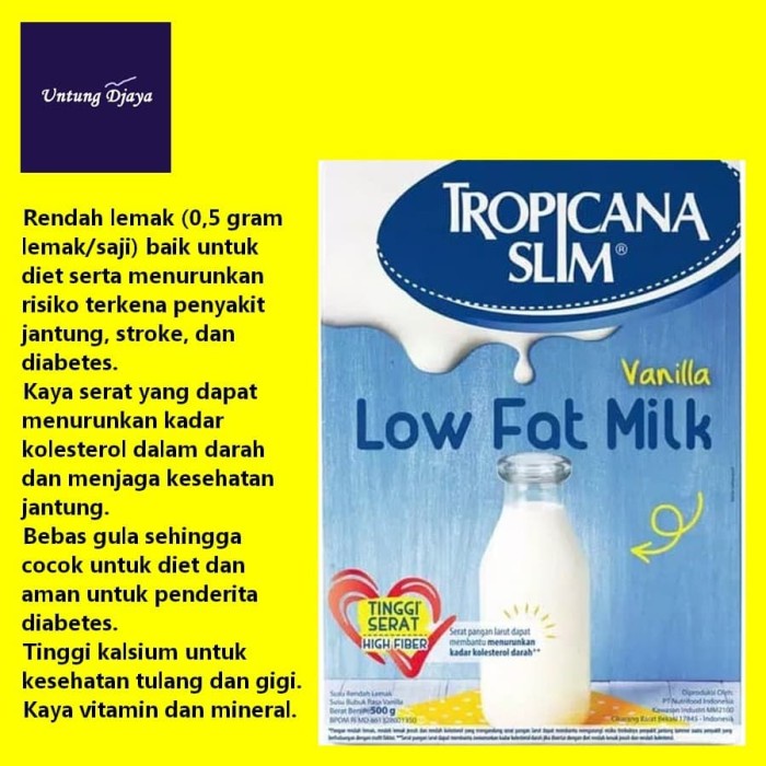 

101bfbb Susu Tropicana Slim Low Fat Milk 500Gr / Tropicana Slim Low Fat Milk Xa201As