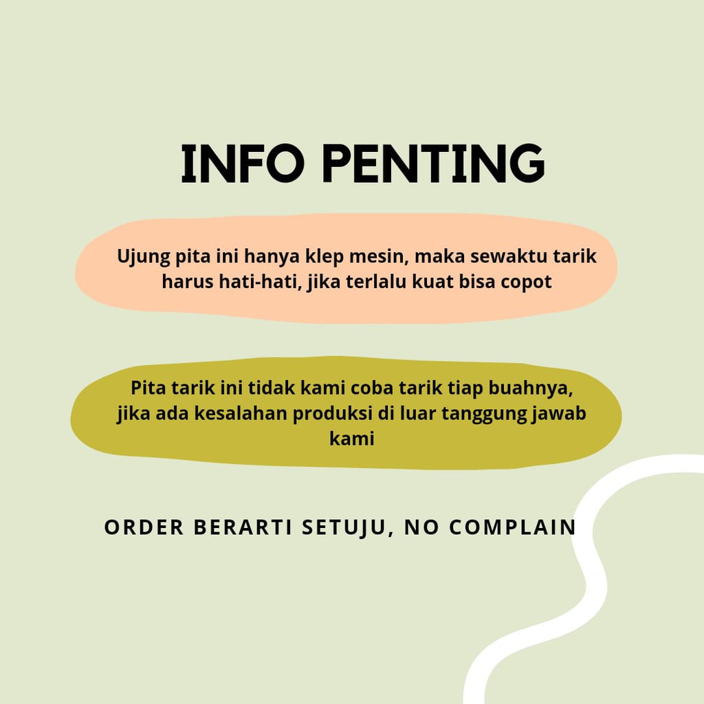 [10 pcs/warna] Pita Tarik 30 mm 5 Garis Pita Serut Bentuk PITA