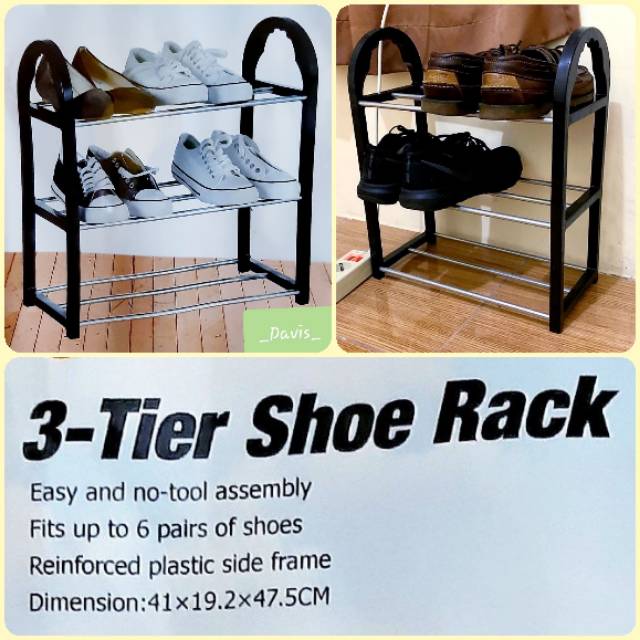 Rak Sepatu 3 Susun Rak Sepatu Sandal 3 Tingkat Shoe Rack Minimalis Produk Import Shopee Indonesia