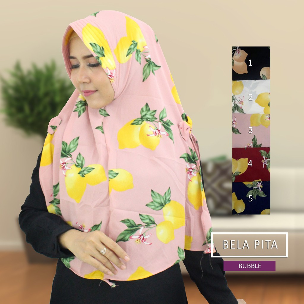 Jilbab Khimar Belah samping Aksen Pita Jilbab Rumana