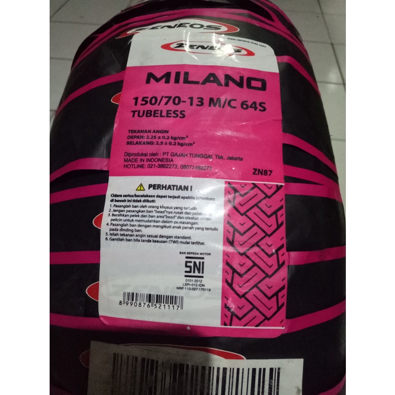Ban ZENEOS 150/70-13 MILANO ZN 87 BELAKANG NMAX TUBELESS