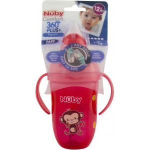 Nuby 52002 Comfort Flip It Wuth Handle 360 Plus Straw Cup gelas bayi