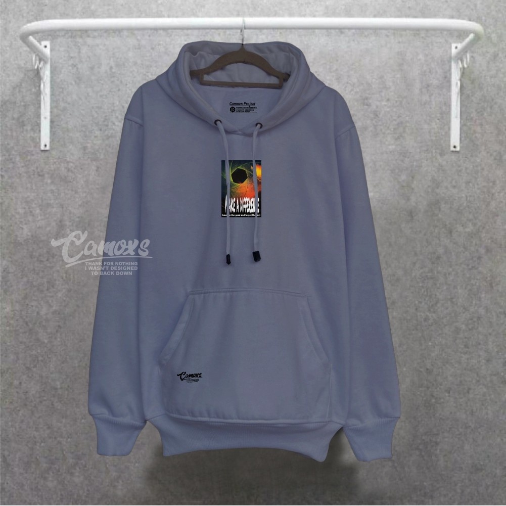 Sweater Hoodie Pria Aesthetic Original Warna Abu Paralon Sablon List Make A Difference Oversize Terbaru Dan Terlaris