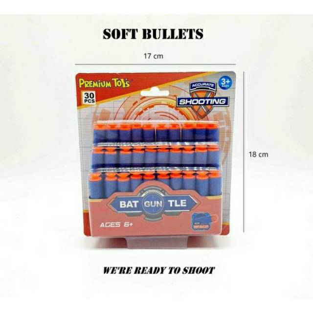 Peluru Busa/Peluru Mainan Pistol Nerf Tempel Isi 30 pcs