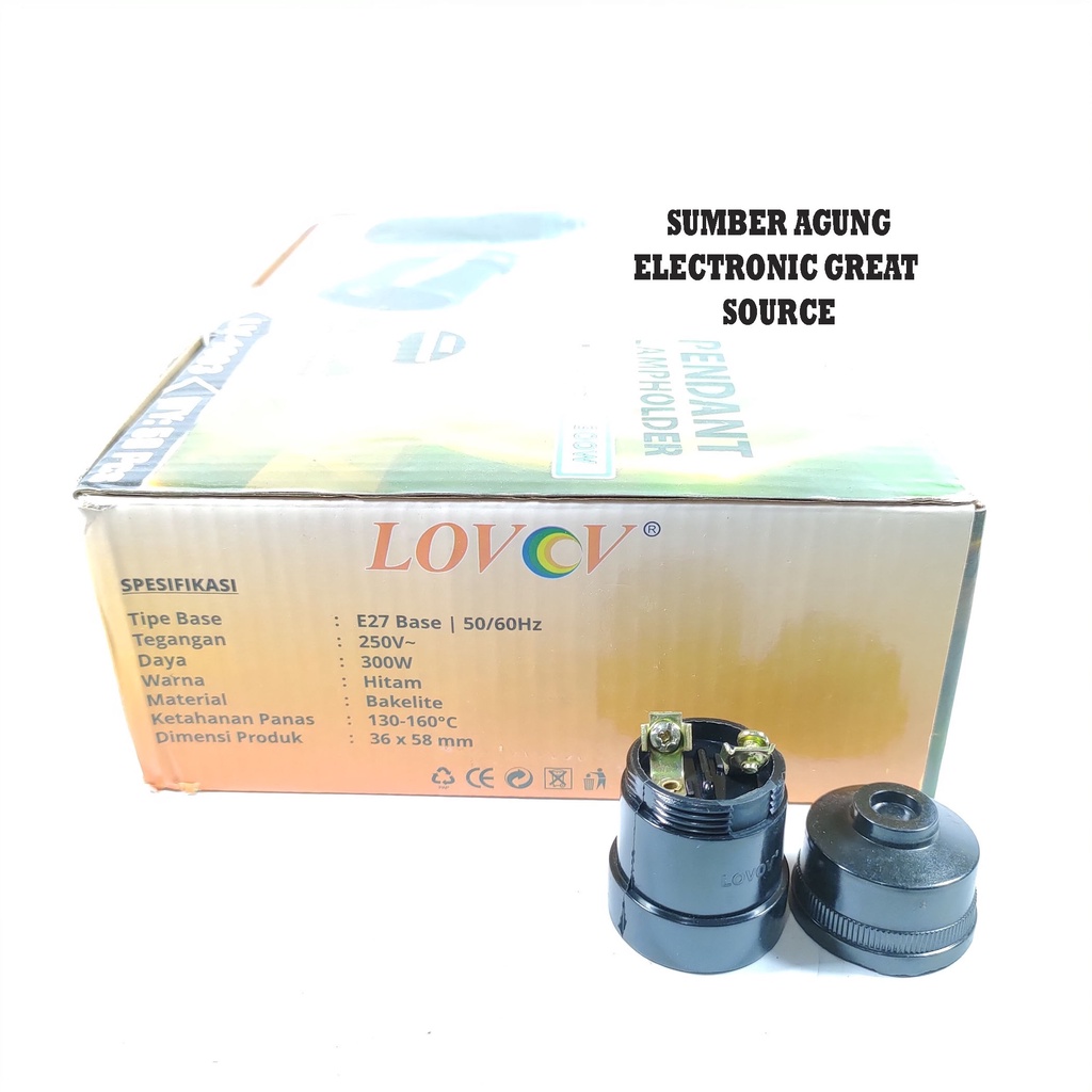 Fiting Gantung LV1003 Lovov Bakelite 300W 250V Heat Resistant Tahan Panas