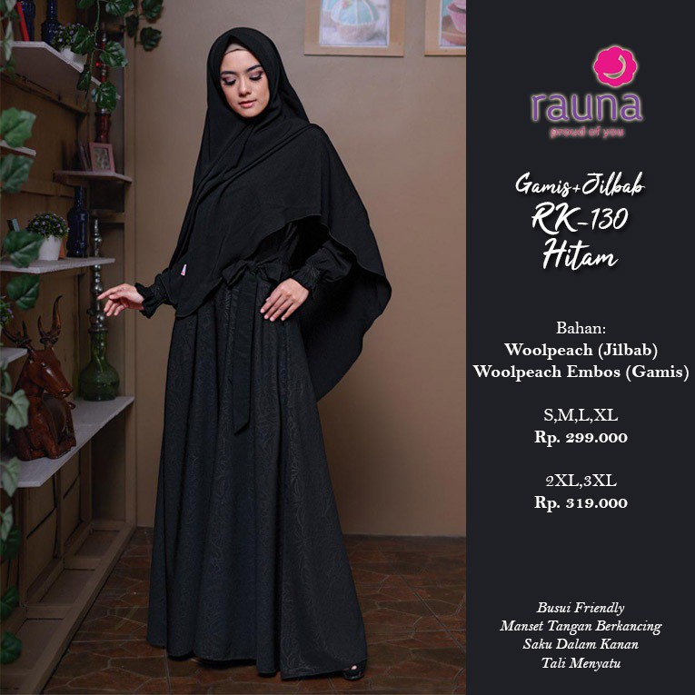 gamis Rauna RK 130 hitam