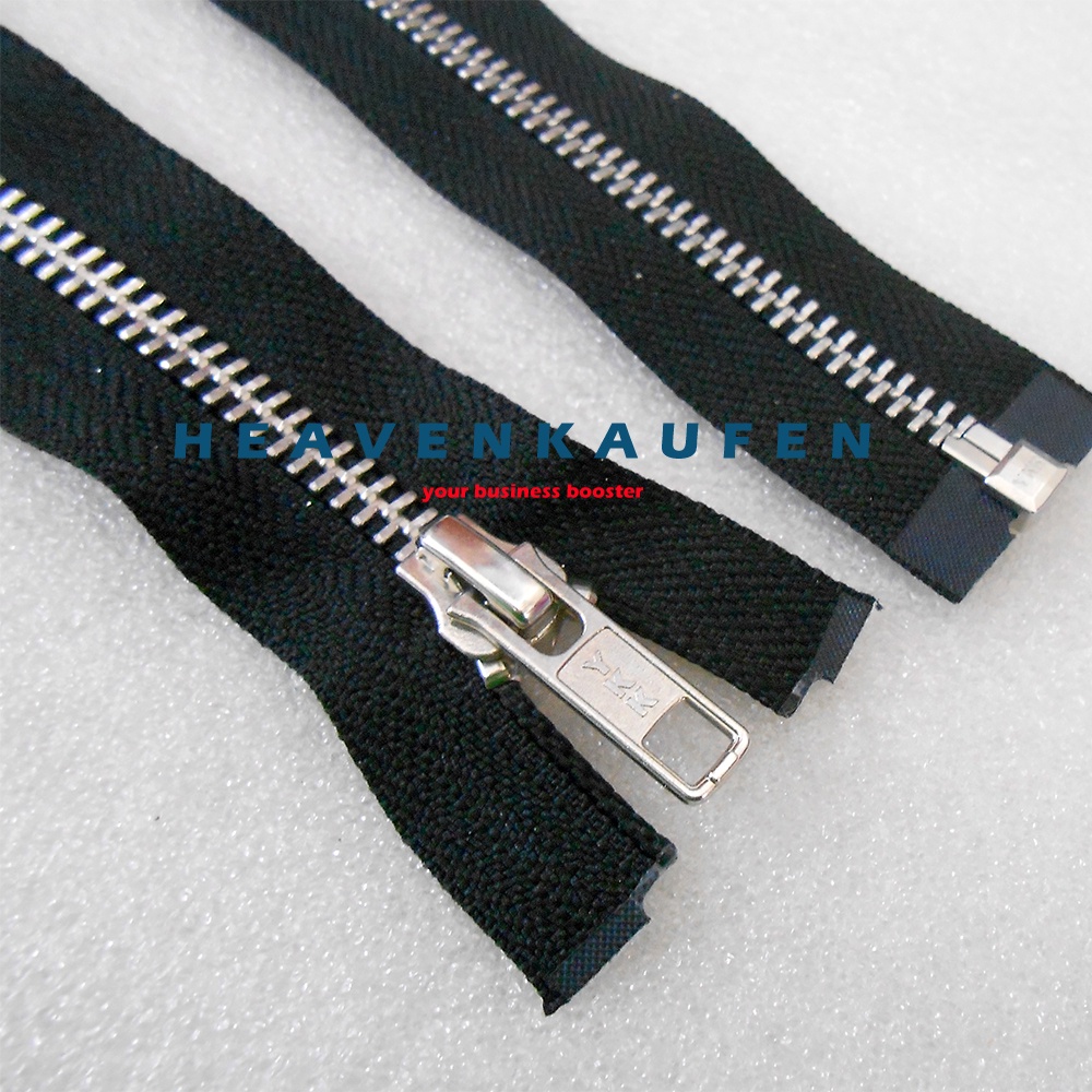 Resleting Zipper YKK Gigi Besi 50 cm / 20 inch Warna Hitam - Silver Open End Buka Lepas