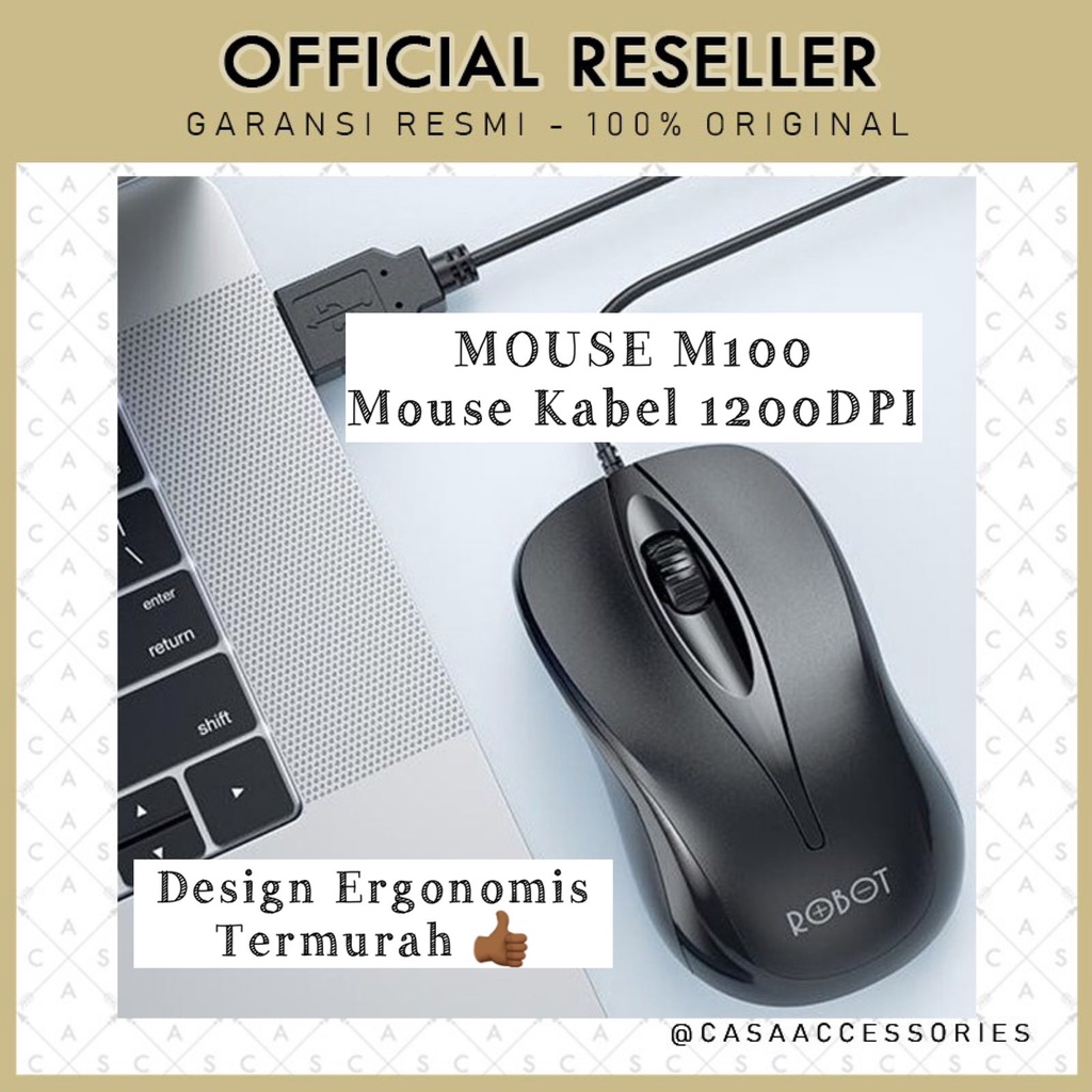 Robot M100 Wired Mouse Laptop Komputer Kabel Termurah (new M110 M120)