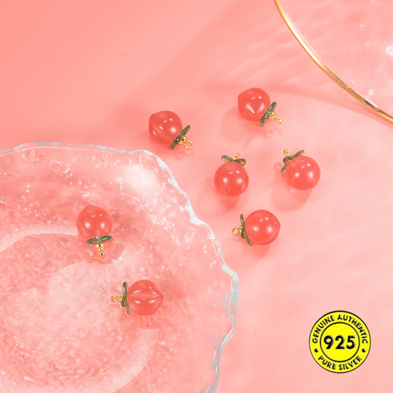 Liontin Batu Akik Merah Bentuk Peach Untuk Kalung DIY