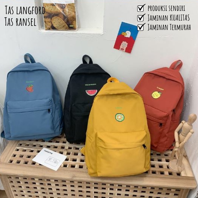 Tas Ransel Hitam Kekinian Terbaru Murah Bagus Sekolah Traveling Model Fashion Korea Kekinian Simple Elegan Casual Simple Backpack Punggung Bahu Perempuan Wanita Cewek