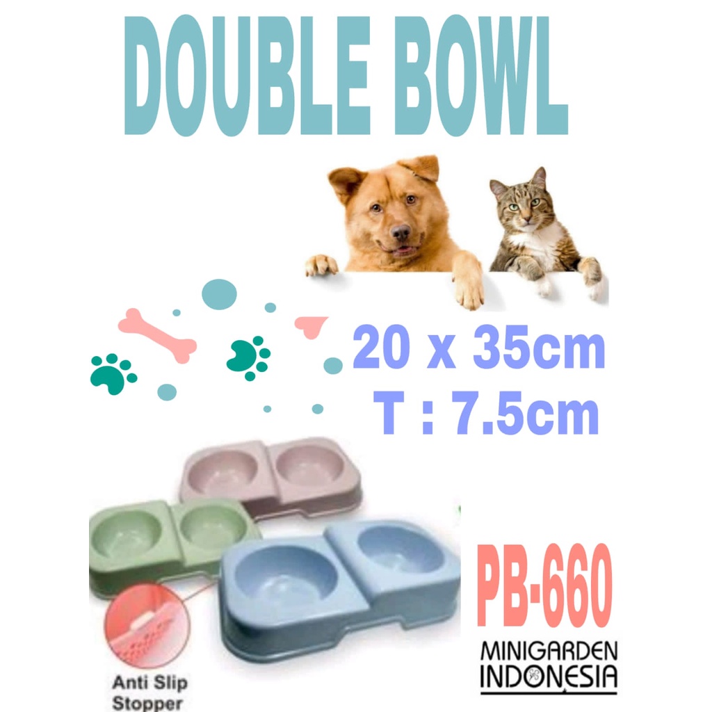 TEMPAT MAKAN ANJING PB 660 mangkok tempat minum hewan kucing pet bowl double bowl