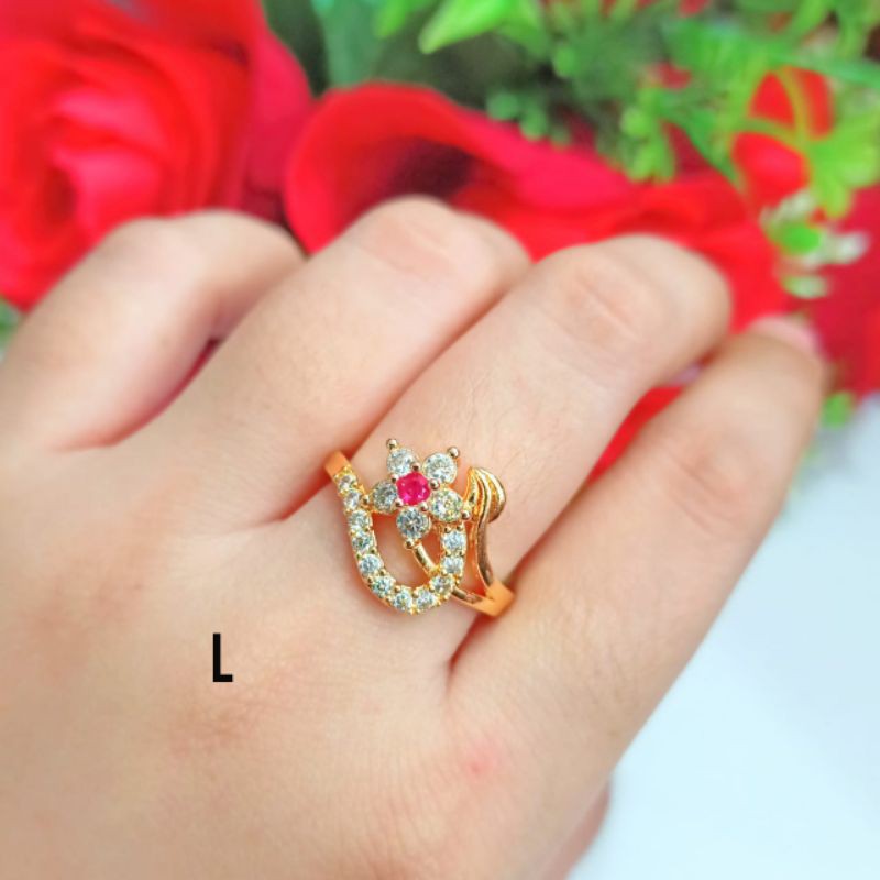 TERBARU CINCIN WANITA DEWASA TITANIUM LAPIS EMAS 22 K GOLD ANTI KARAT