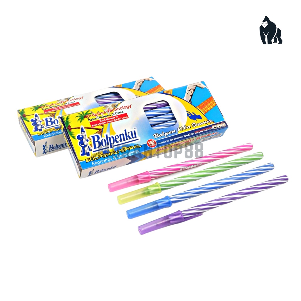 

Pulpen Lilin Bolpenku / Pen Ulir Spiral Grip Semi Gel Murah [PER LUSIN]