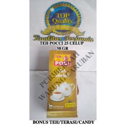 

Teh Cap POCI GOLD 25 Celup wangi Melati BONUS TEH/TERASI/CANDY