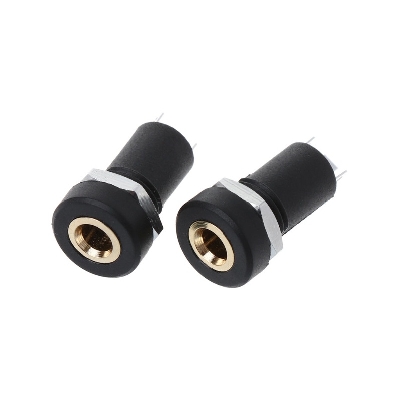 Btsg 2pcs Soket Jack Audio 3.5MM 3 Pole Warna Hitam Dengan Baut