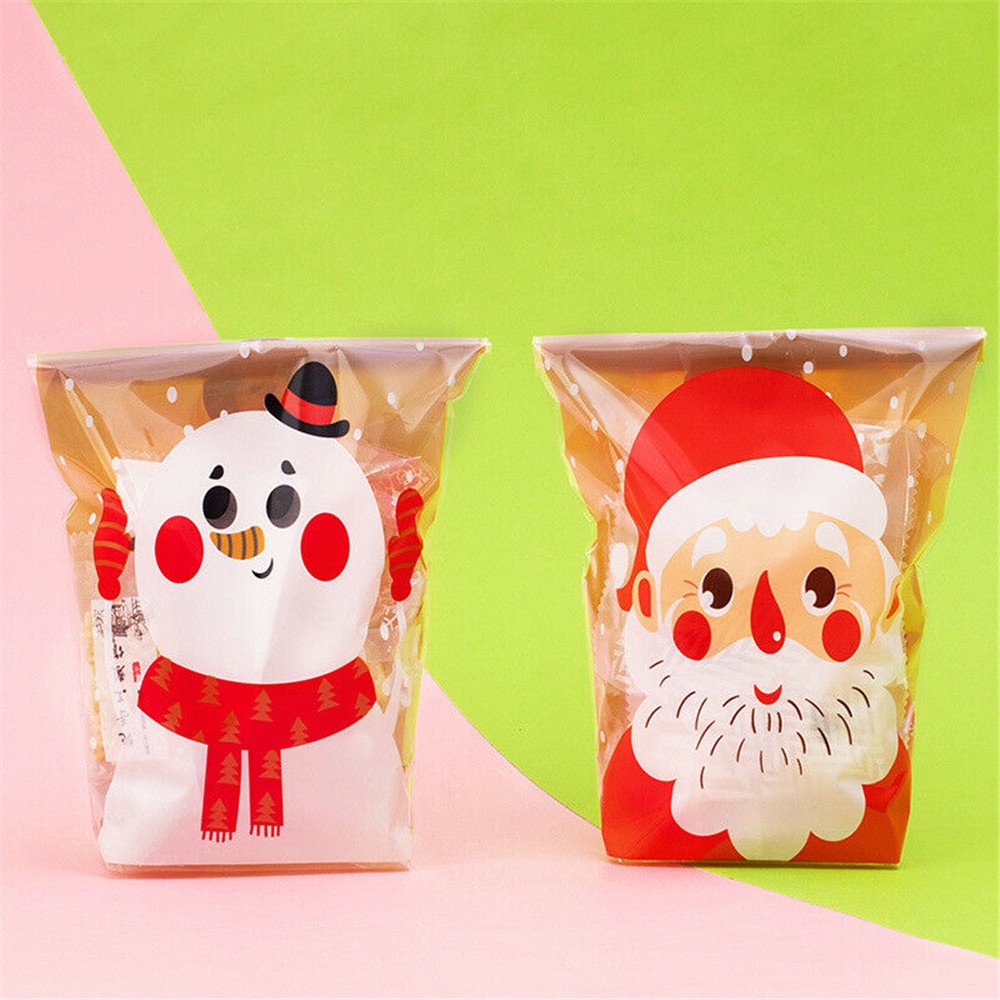 100 pcs 7*7 cm Baru Natal Cellophane Permen Biskuit Kue Hadiah Tas | Pesta Natal