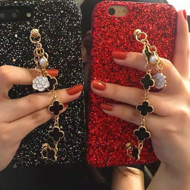 Dijual / Flower Glitter Pearl Case Oppo A83 A3S A5S A7 ..,,.,,.,