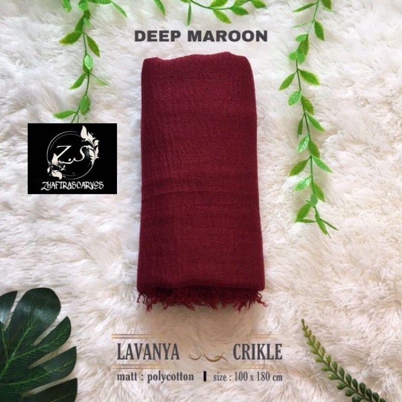HIJAB Best Seller PASHMINA CRINKLE / CRINCLE - PASHMINA CUTTON CRINKLE / NEGRO / KUSUT-Deep Maroon
