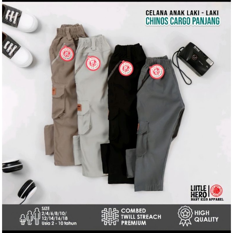 (1- 9Tahun) Celana Chino Cargo Pdl Panjang Anak Laki-laki Cowok Little Hero Chinos PDL 1-9 Tahun