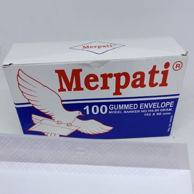

Amplop merpati putih 15,2x9 cm isi 100 pcs