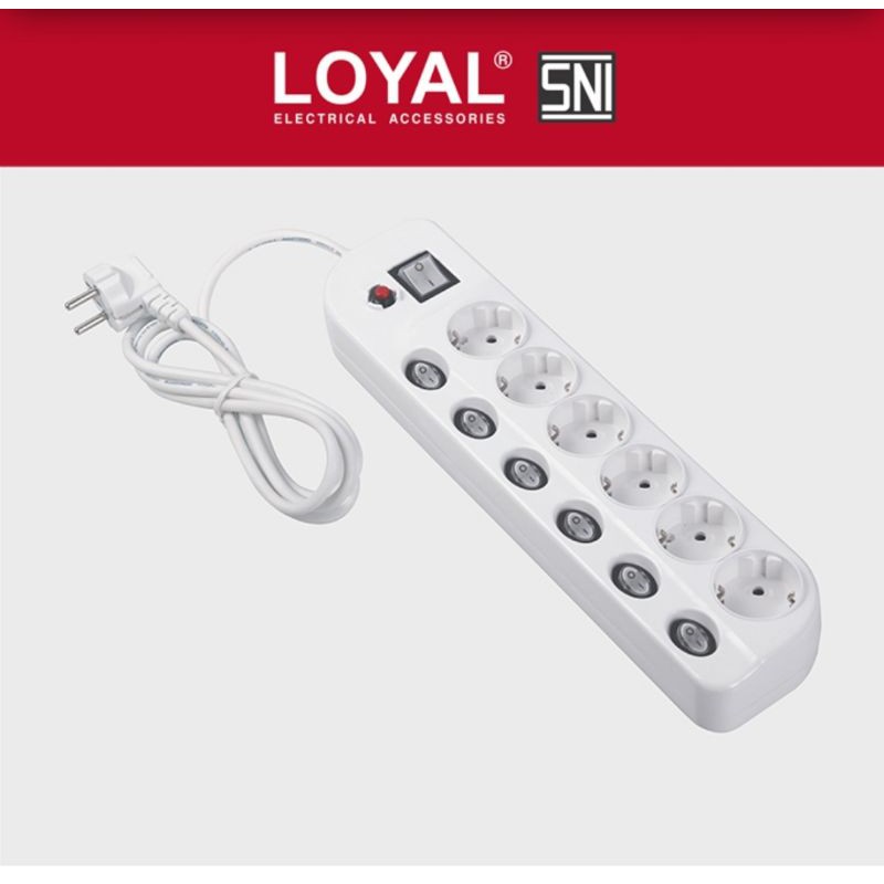 Stop Kontak 6Lubang + 7Saklar + Kabel 1,5m Loyal LY256