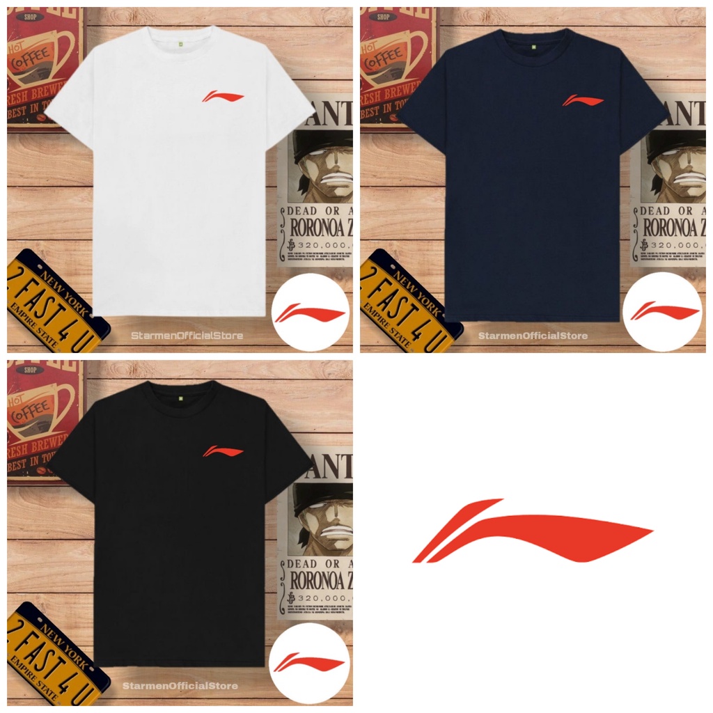 Kaos Distro Unisex LOGO L NING Katun Combed 30s / sablon polyflex /polyflex premium / Pakaian Pria Wanita Atasan Cowok Cewek /kaos kekinian / kaos viral / tshirt tumbrl tee basic /SIZE M , L , XL , XXL / kaus oblong oversize kaos murah best seller ready