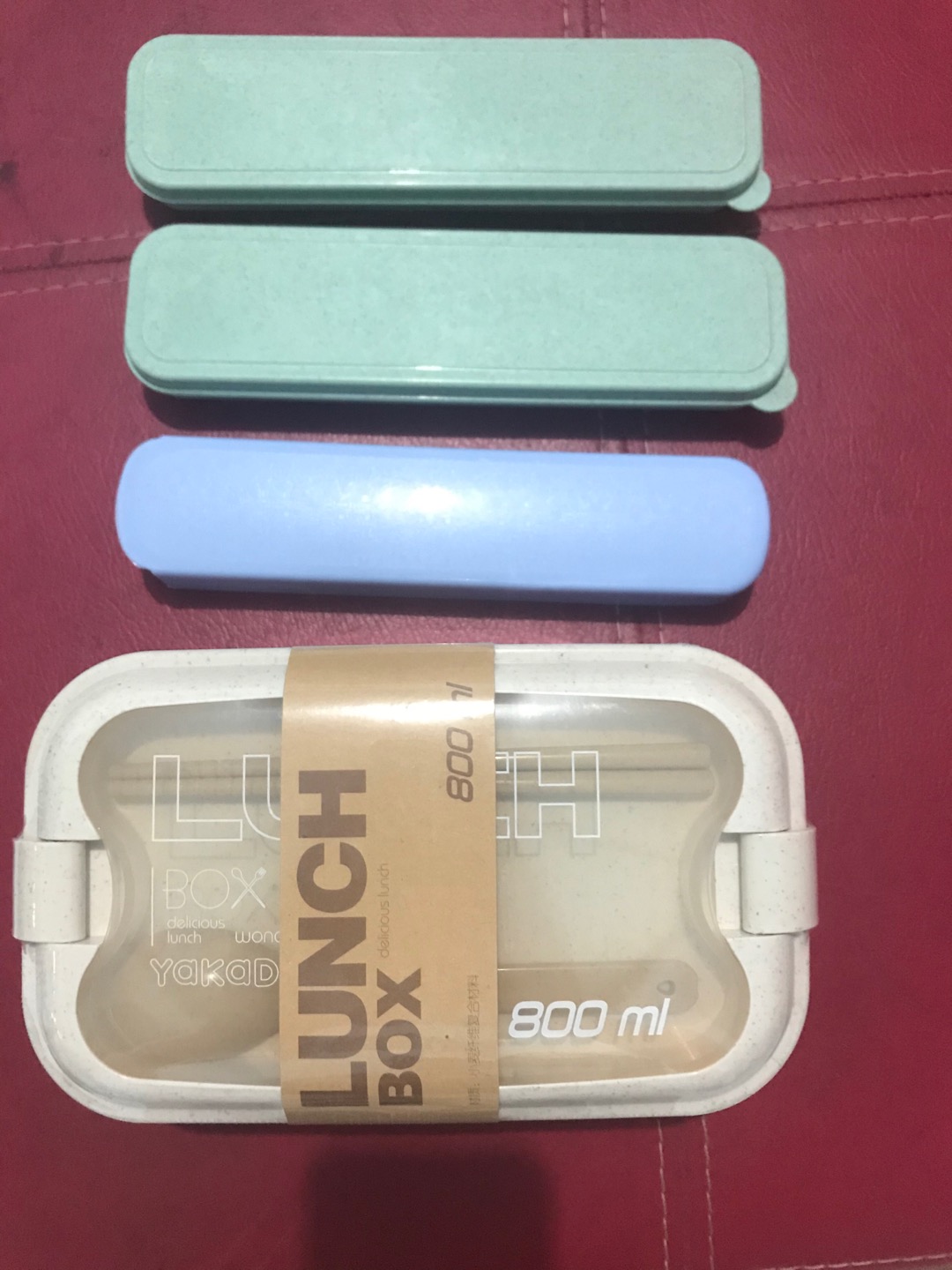 Clearance Sale 3.3 Kotak Makan Bento Jerami Gandum Alami Bahan Wheat Free Sendok Dan Sumpit Cuc-180
