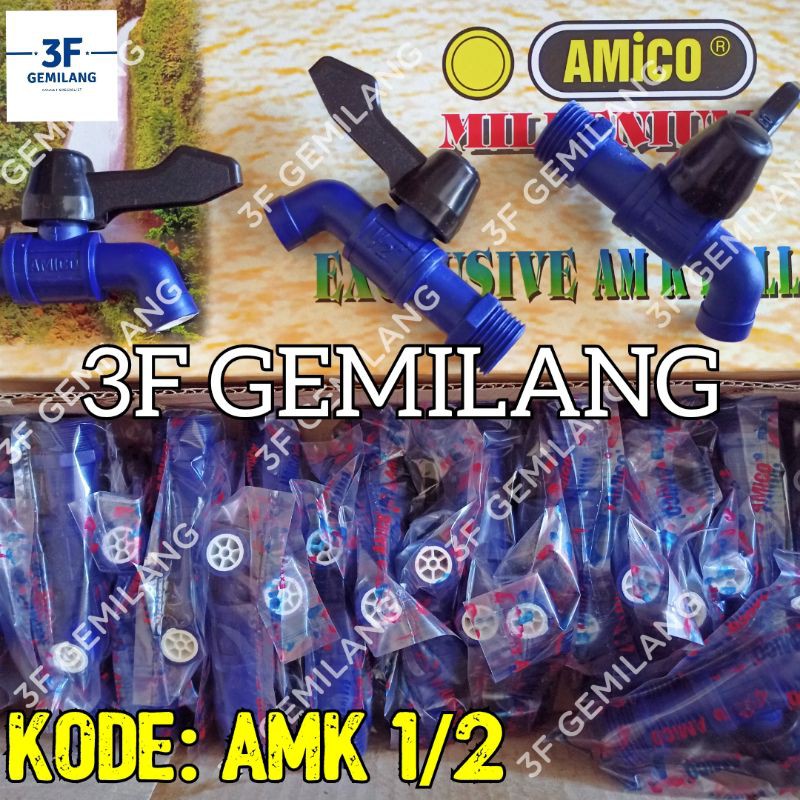 AMK-VN-1/2-Kran Keran Air PVC BOLA KUNINGAN atau ABS Uk. 1/2 BODY KECIL AMICO VINO ORIGINAL HIGH QUALITY