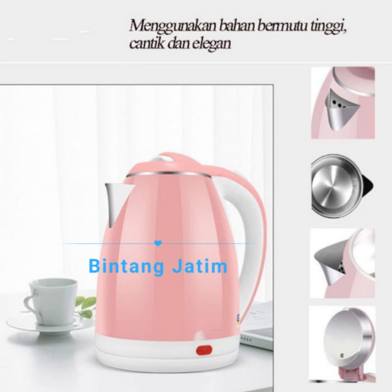 ketel listrik 2liter/ pemanas air/kettle stainless