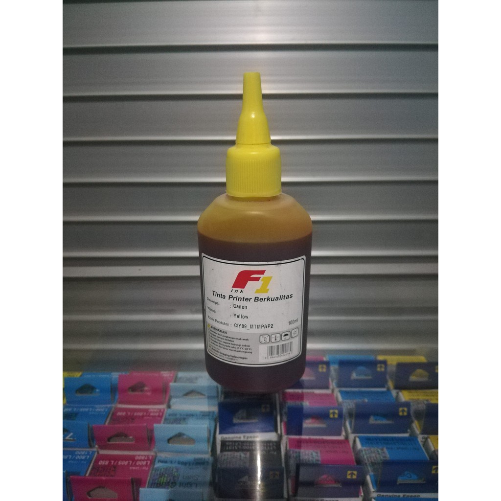 Tinta Refill Dye Base F1 CMYK Cyan Magenta Yellow Black Biru Merah Kuning Hitam 100ml UNTUK CANON