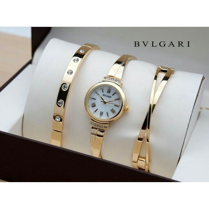 Jam Tangan Wanita / Jam Tangan Cewek / Bvlgari Set / Gold