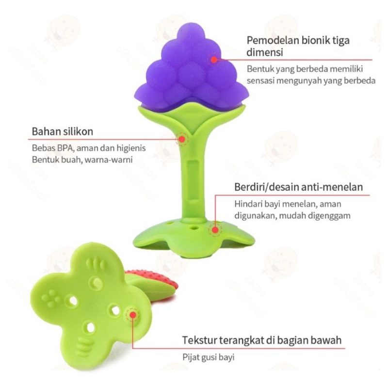 Teether Bahan Silikon Gigitan Bayi  Bentuk Buah mainan gigi baby