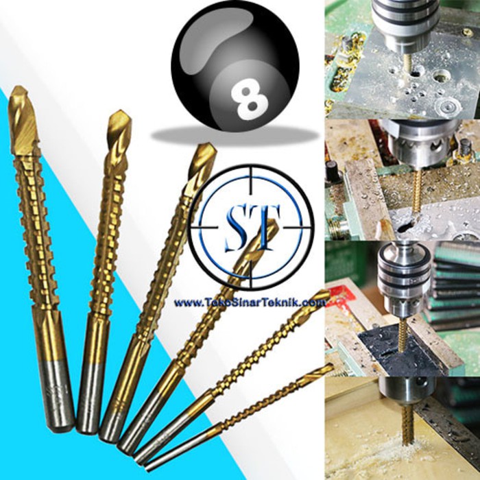 Mata Bor Gergaji 3mm 4mm 5mm 6mm 6,5mm 8mm HSS Drill Bits Titanium Coated 2 Fungsi Lobang