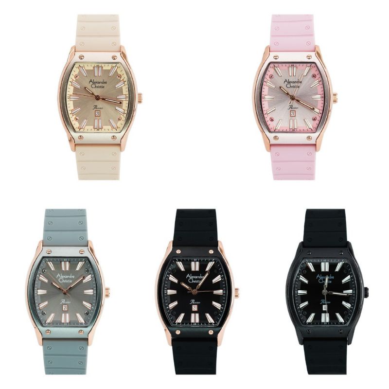 JAM TANGAN WANITA ALEXANDRE CRISTI AC 2941 TALI RUBBER