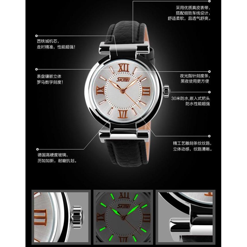 Jam Tangan Wanita Cewek Kulit Original SKMEI Casio gues rolex Anti Air