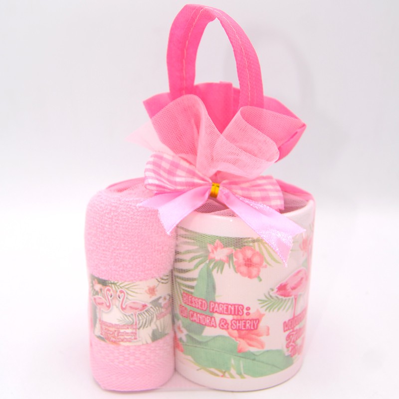 [a] Souvenir Bayi Mug Custom Handuk Pink