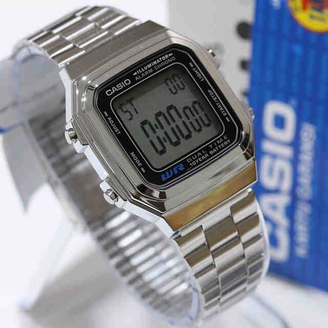 Casio Original A178WA-1A / A178WA-1A Jam Tangan Unisex - Digital - Stainless- Silver