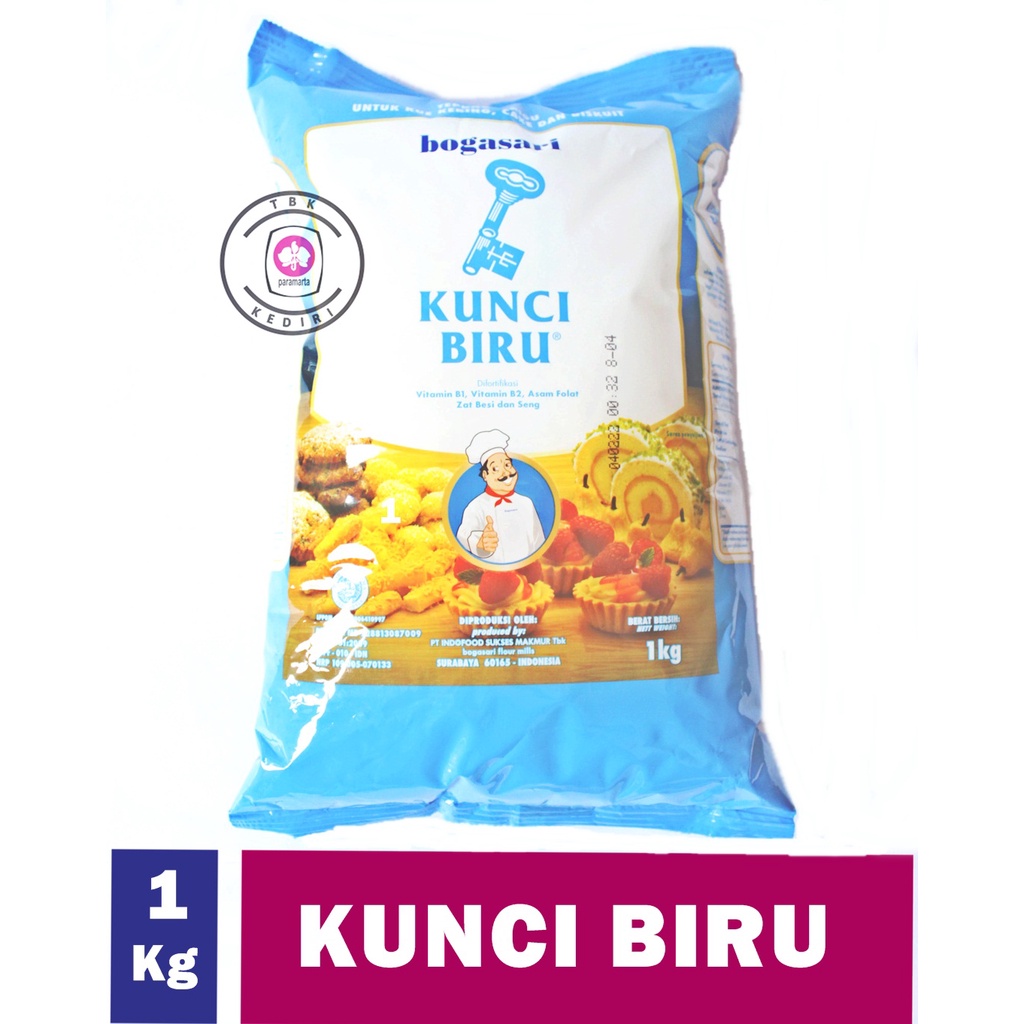 

Tepung Terigu Kunci Biru Bogasari 1 kg Protein Rendah 1kg