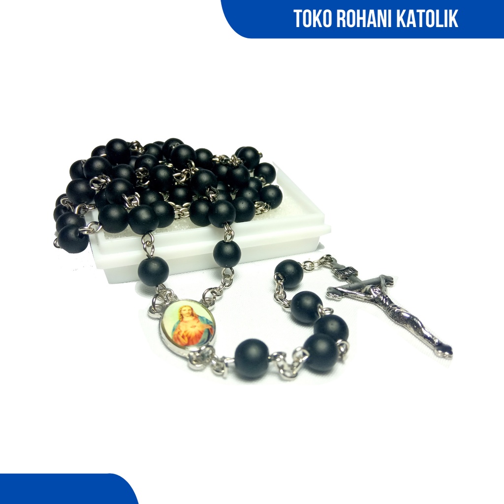 ROSARIO BATU ALAM 6 MM/  ROSARIO ESKLUSIF / ROSARIO KALUNG / ROSARIO KATOLIK / KALUNG ROSARIO / KALUNG SALIB / KALUNG ROHANI / KONTAS