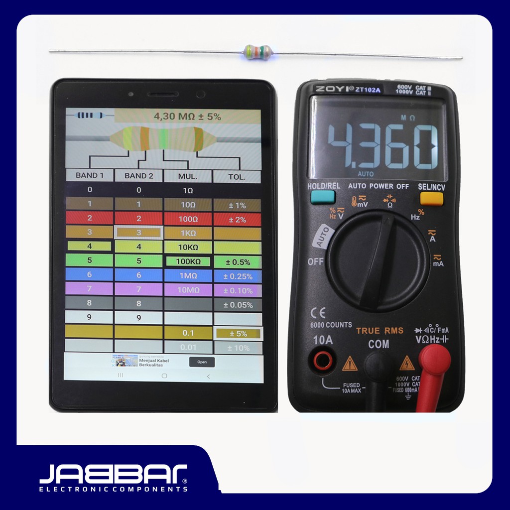 RESISTOR 4M3 OHM 1/6W 5% DIP (4,30M OHM)