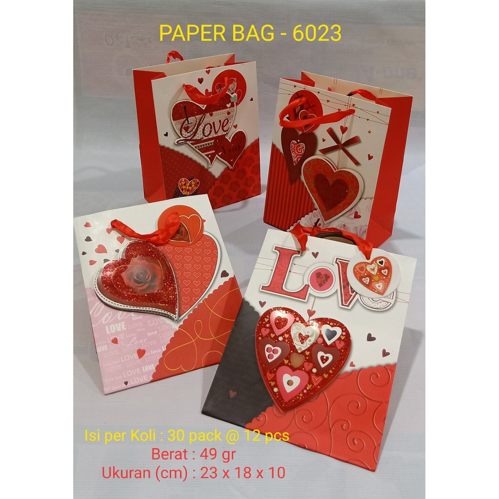 Ppaerbag Valentine 3D- 6023 Tas Souvenir Bungkus Kado Paper Bag 3D