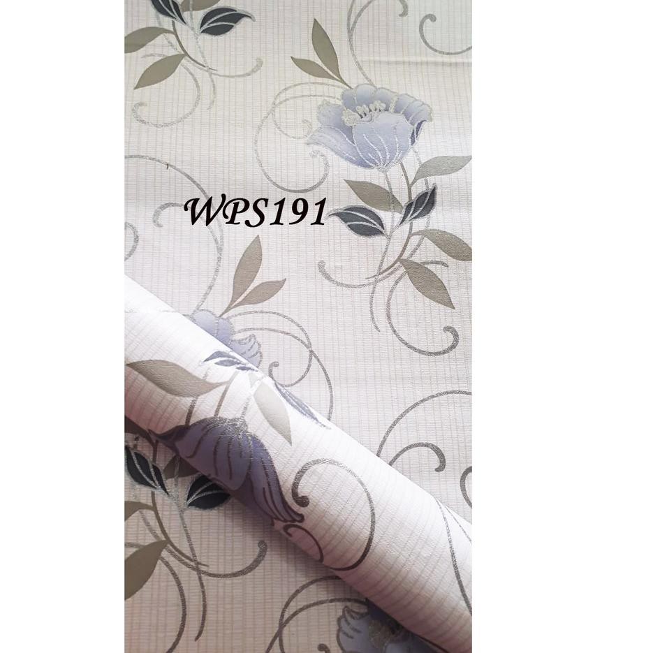 [KODE 3] METH WPS082 WHITE N VECTOR WITH SILVER FLOWER WALPAPER STIKER WALLPAPER STICKER 45CMX5M TER