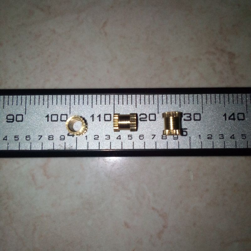 MUR M3 M3x5 3X5X4.3 BRASS KNURL INSERT NUT LAPTOP PRINTER 3D INJECTION MOLDING GEAR SEKRUP KUNINGAN