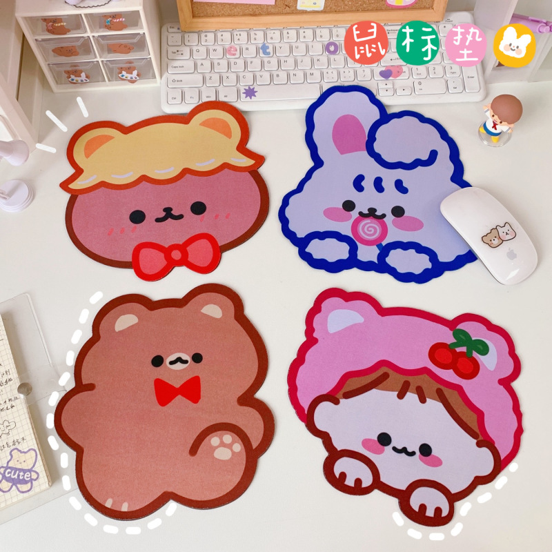 Mouse Pad Anti Slip Motif Kartun Beruang / Kelinci Warna-Warni Gaya Korea Untuk Hadiah Ulang Tahun