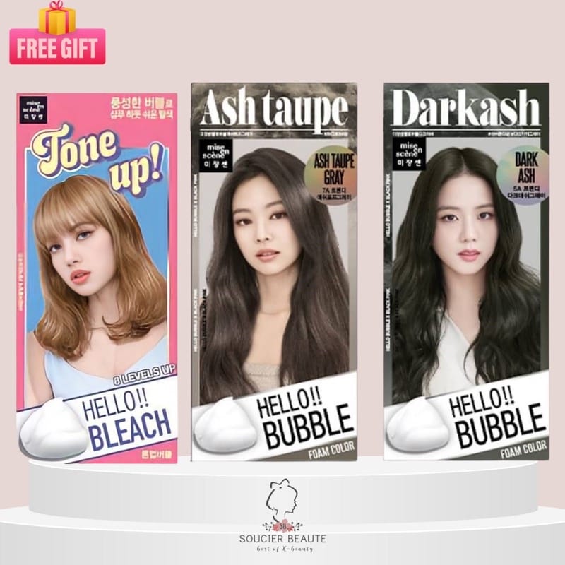 MISE EN SCENE ASH TAUPE JENNIE HELLO BUBBLE HAIR COLOR DYE FOAM CAT RAMBUT KOREA BLACKPINK JUAL MURA