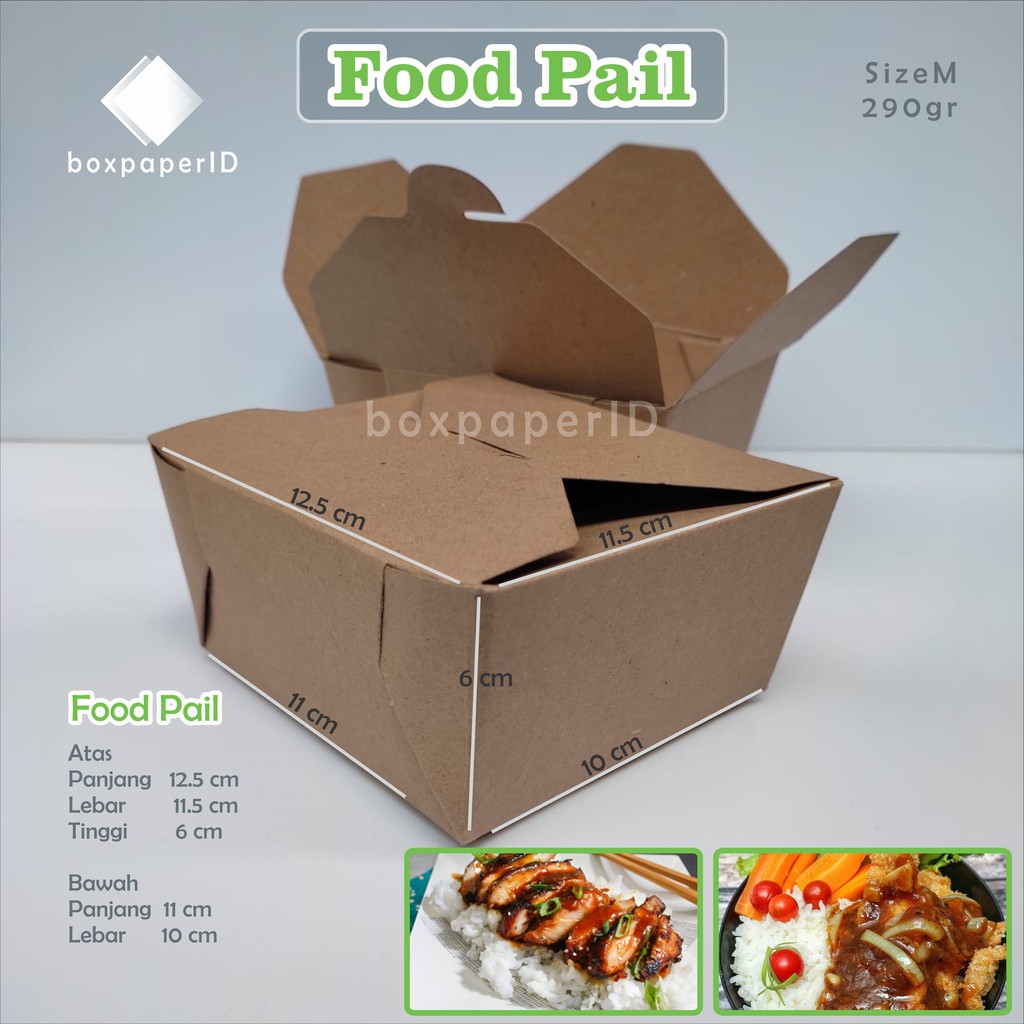 Food Pail M 290 Crft Coklat Rise Box dus nasi Takiyaki Tiramisu Geprek Padang
