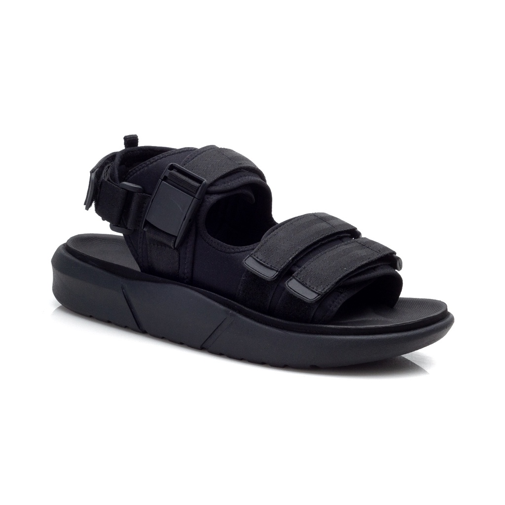 EXTROVERT SERIES ORIGINAL x REYL MAN Sandal Casual Pria Sendal Gunung Kasual Jalan Santai Harian Main Hangout Lebaran Fashion Distro Traveling Outdoor Premium Travelling Footwear Full Black White Hitam Putih Big Size Jumbo Ukuran Besar 44 Keren Terbaru