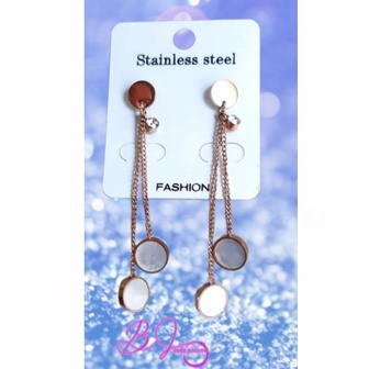 ANTING TUSUK MODEL BULAT PUTIH TITANIUM/ ANTING PANJANG/ AKSESORIS WANITA KOREA