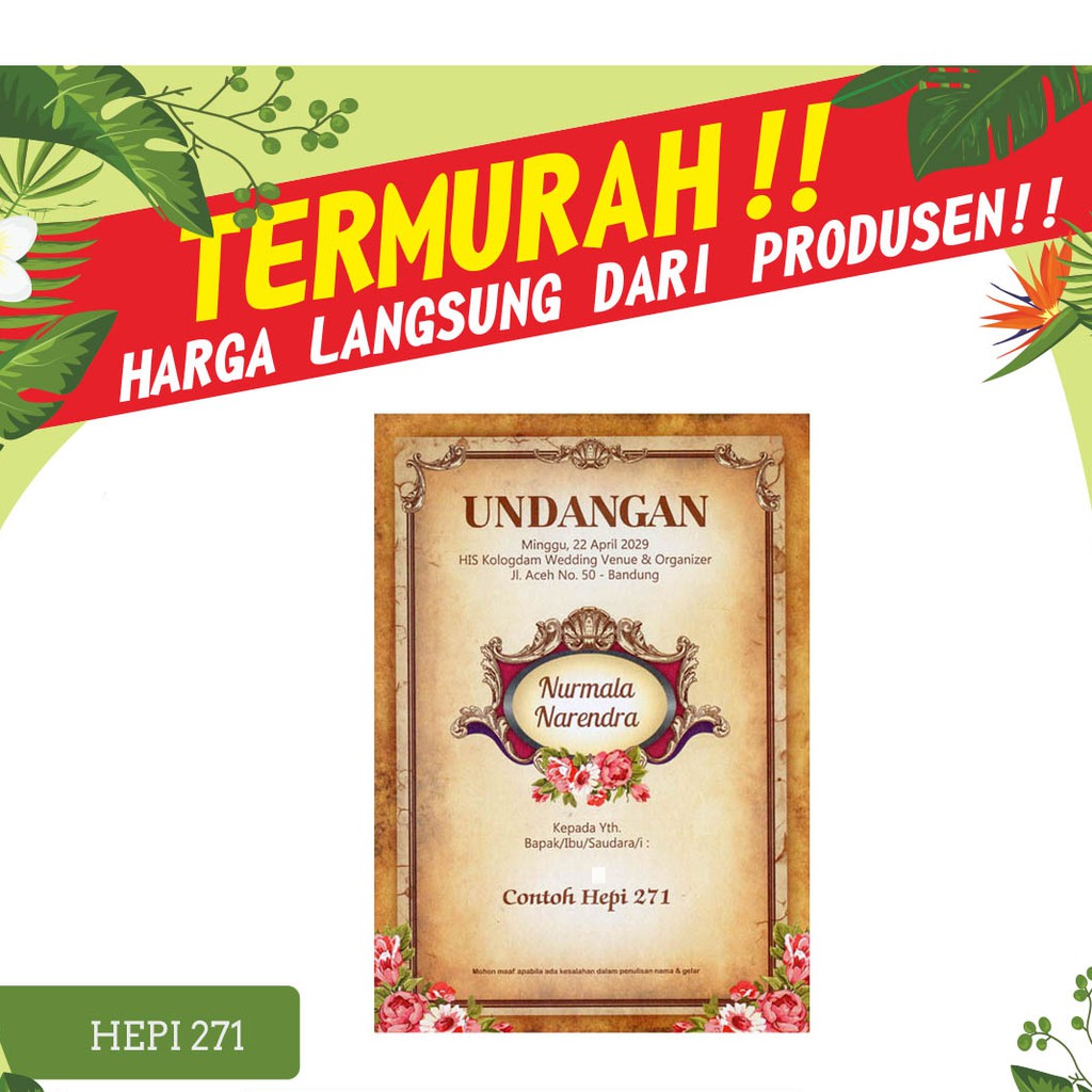 Blangko Kartu Undangan Pernikahan Hepi 271 Harga Murah Erba Java