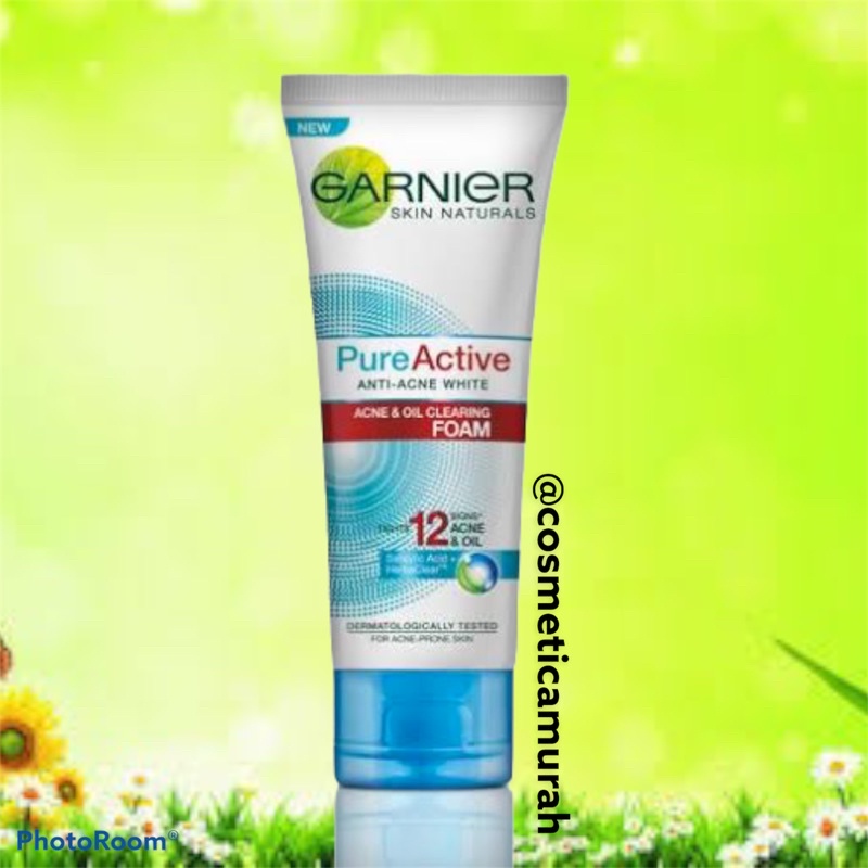 [ 100 ml gel cleanser ] garnier pure active foam / cuci muka garnier khusus wajah oily dan jerawat